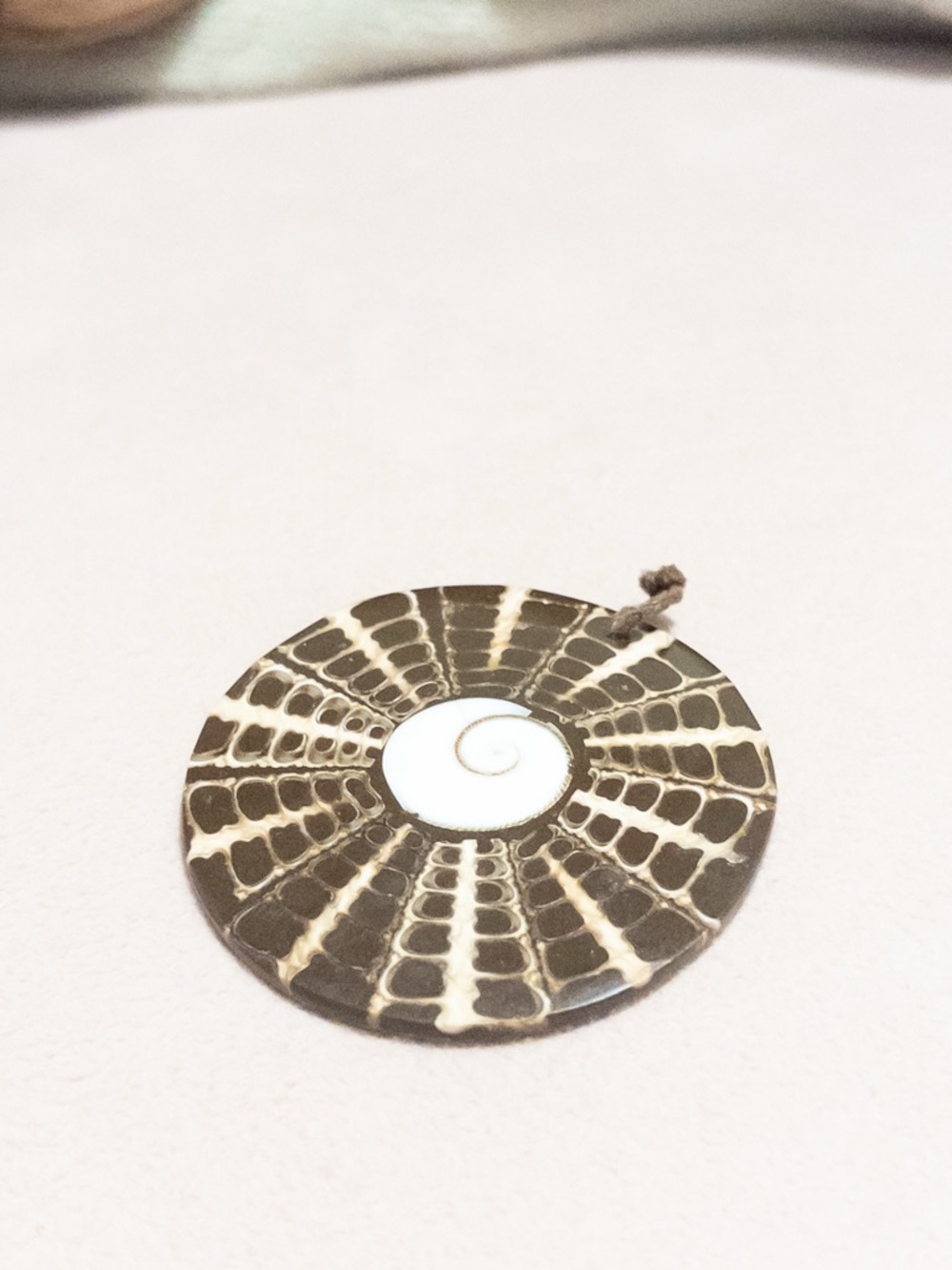 Round Tribal-Inspired Brown & Cream Pendant